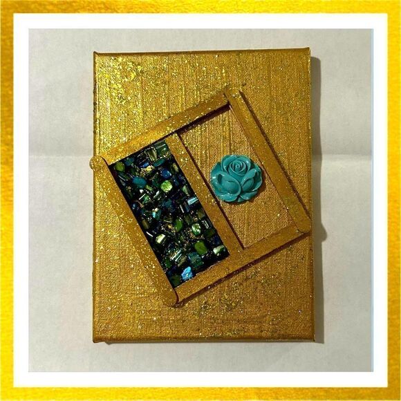 Gold Metallic CANVAS ART Glitter MOTHER OF PEARL Wall Art - Picture 1 of 1
